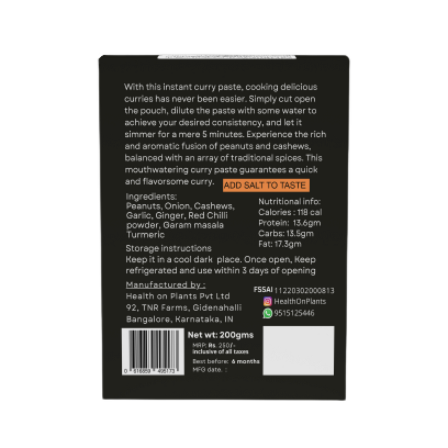 Cashew Peanut Curry Paste (Bangalore)