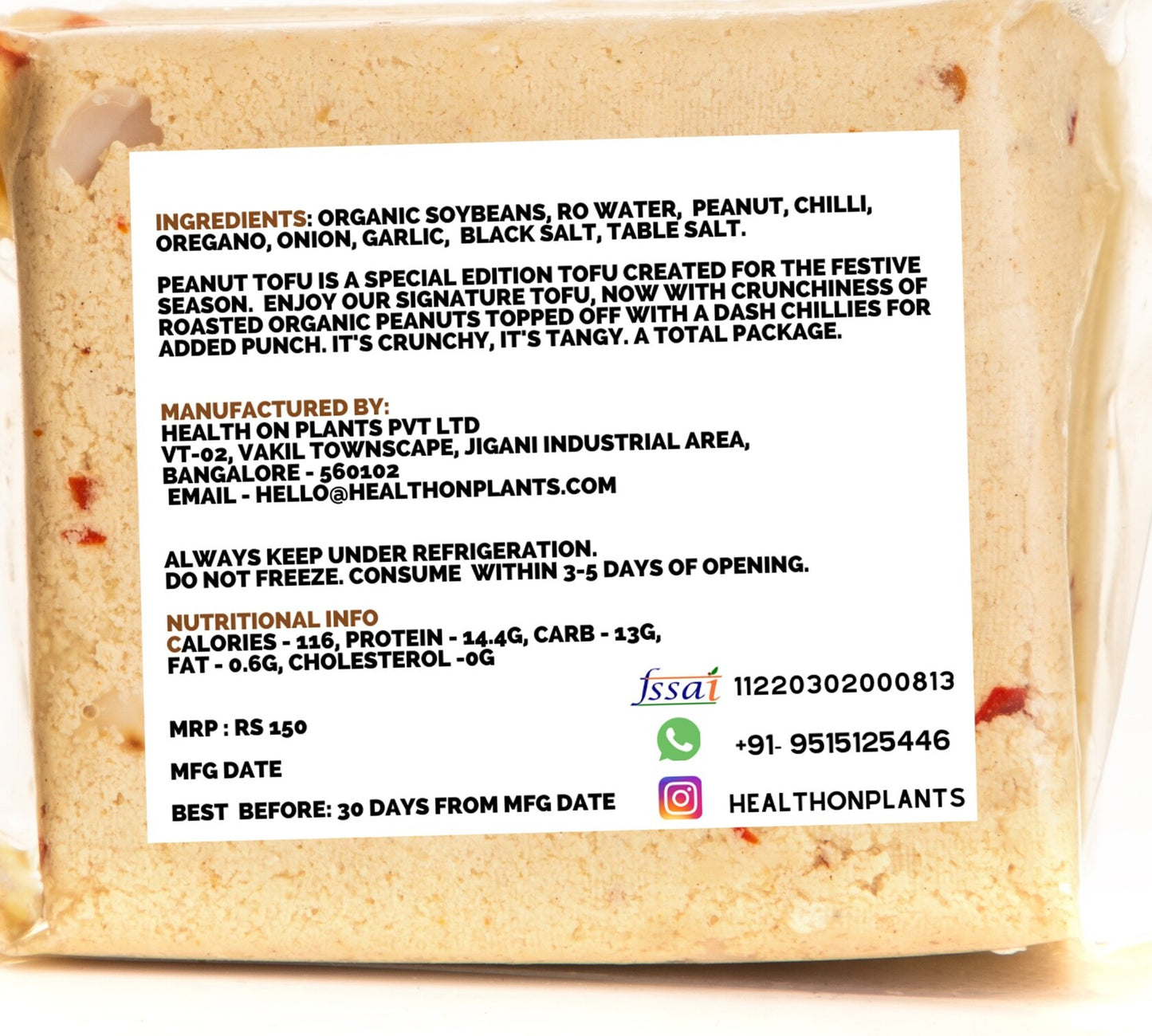 Peanut Tofu. freeshipping - healthonplants